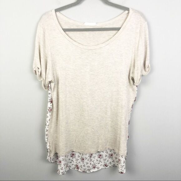 AUGUST MIST | Stitch Fix Beige Floral Back High Low Top Women’s Size Medium - Picture 1 of 8